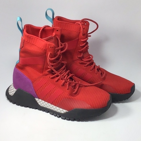 Adidas AF 1.3 Primeknit Boots Scarlet Red Sock 8 - Picture 2 of 16